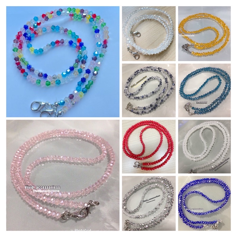 สายคล้องแมสเม็ดคริสตัลวิบวับซื้อ3เส้นแถมห่วงคล้องแว่น (แจ้งในหมายเหตุด้วยนะคะ)
