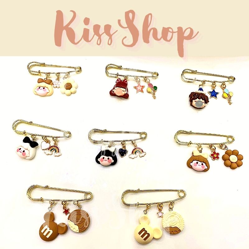 (ส่งจากไทย)Brooch03 เข็มกลัดคนท้อง ลายเด็กน้อยน่ารัก สีพาสเทส วัสดุสีทองเงา