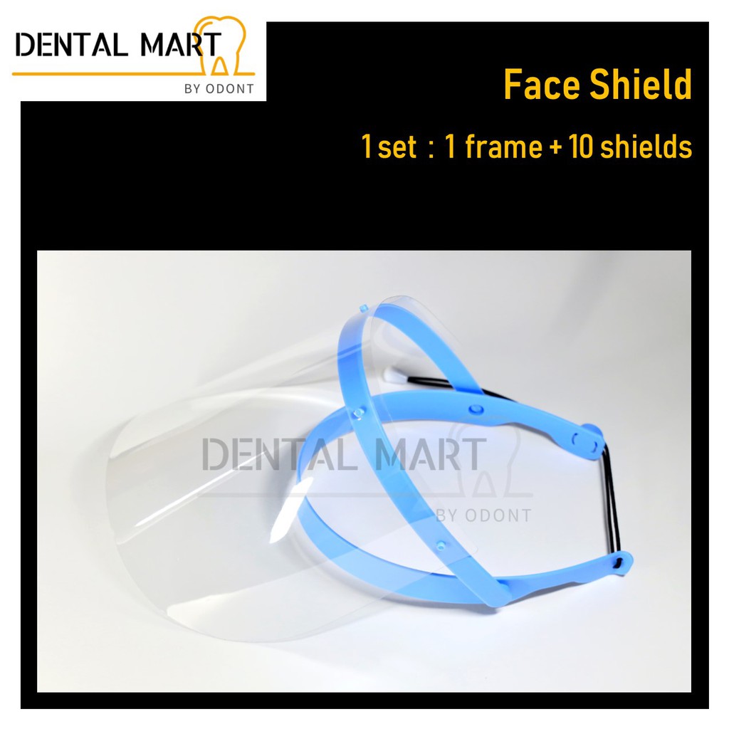 หน้ากากกันกระเด็น  Face shield พร้อมแผ่นใส 10 แผ่น