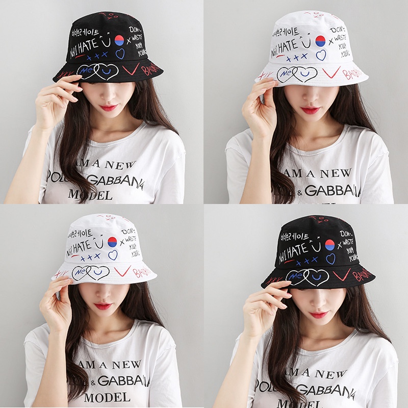 หมวกบักเก็ต ลายกราฟฟิตี สไตล์เกาหลี Graffiti