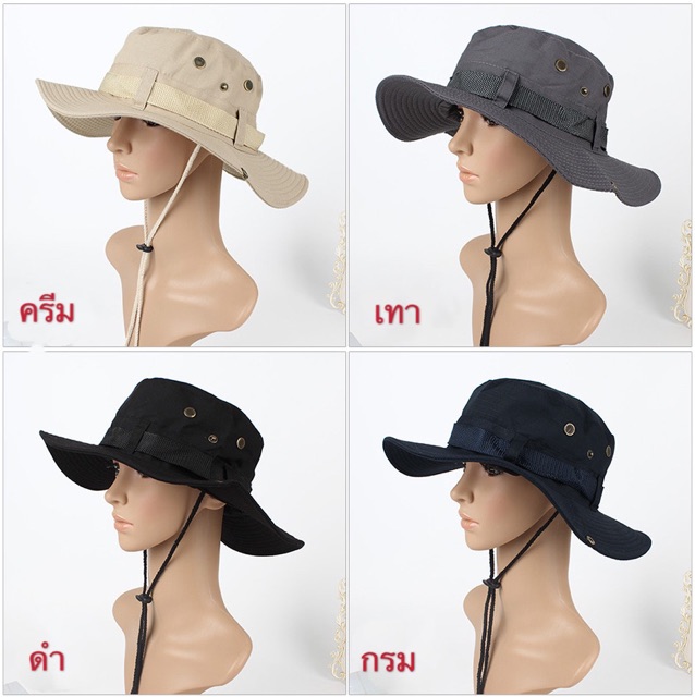 หมวกบักเก็ต เดินป่า ใส่ได้ทั้งผู้หญิงผู้ชาย ใส่ได้2ด้าน มีสายคล้อง