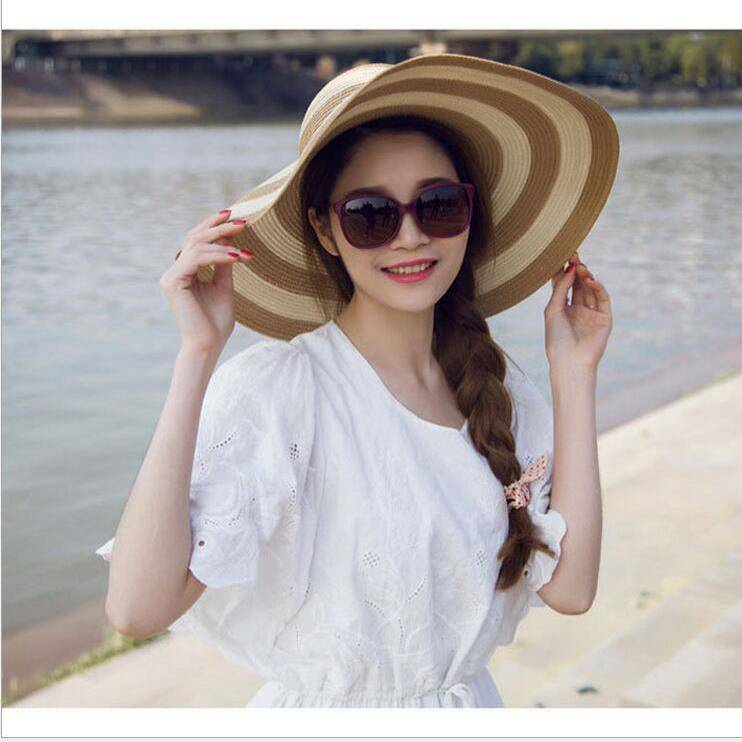หมวกสานปีกกว้าง ใส่กันแดด   สินค้าพร้อมส่ง C022