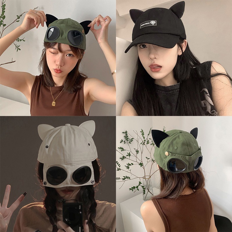 หมวกเบสบอล กันการสึกหรอ ลายหูแมวน่ารัก สไตล์เกาหลี ฮิปฮอป สําหรับผู้หญิง และผู้ชาย MM001