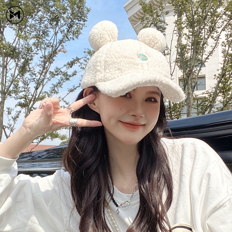 หมวกเบสบอล แต่งหูหมีน่ารัก ให้ความอบอุ่น แฟชั่นฤดูหนาว สไตล์เกาหลี สําหรับแม่ และลูก 2022
