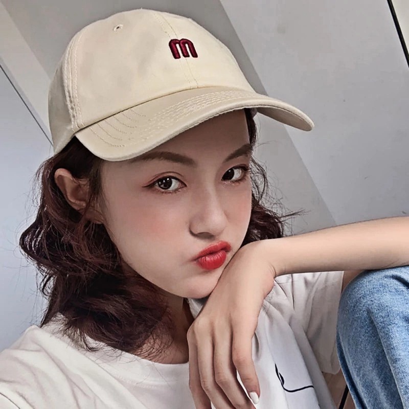 หมวกเบสบอลปักลายตัวอักษร M สไตล์วินเทจแฟชั่น Unisex