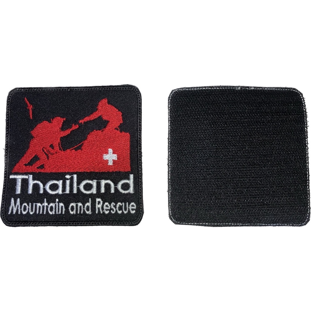 อาร์มปัก Mountain and Rescue สี่เหลี่ยม พร้อมติดตีนตุ๊กแก