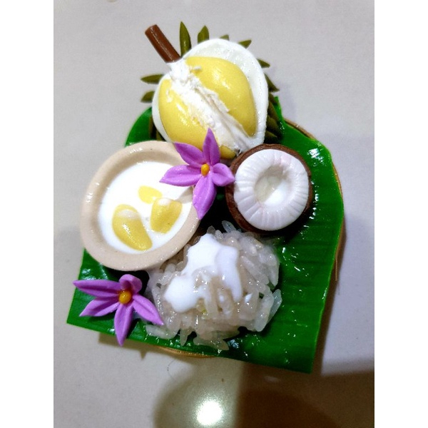 อาหารจิ๋ว งานปั้นจิ๋ว ข้าวเหนียวทุเรียน
