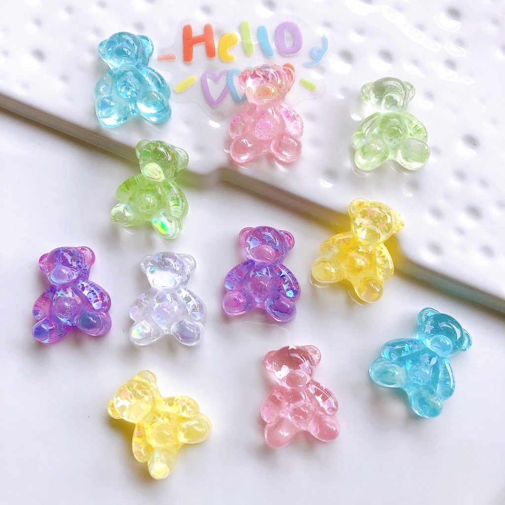 อุปกรณ์เสริม จี้รูปหมี ขนาดใหญ่ สีโปร่งใส สําหรับตกแต่งรองเท้า croc jibitz Diy
