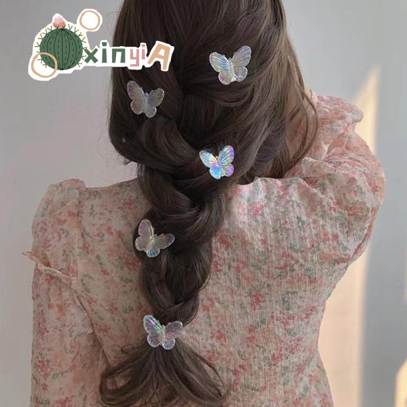 เกาหลีกิ๊บติดผมโลหะ รูปผีเสื้อ สีสันสดใส แบบเรียบง่าย สําหรับผู้หญิง 2024【XINYIA】