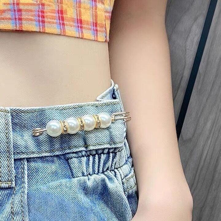 เข็มกลัด ประดับไข่มุกคริสตัล สีทอง คุณภาพดี ป้องกันการสัมผัส
