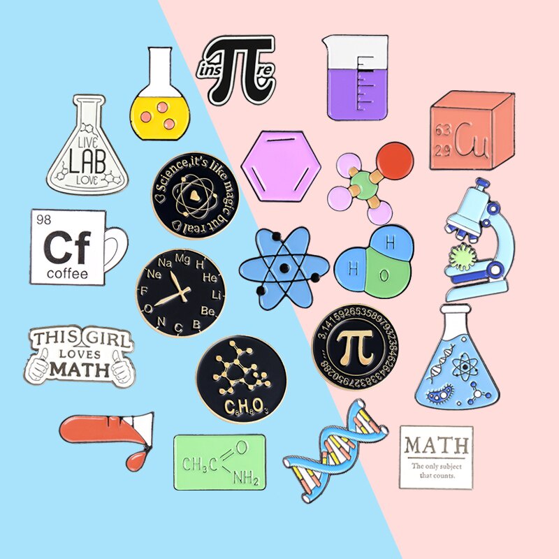 เข็มกลัด รูปสัญลักษณ์โมเลกุลของ Atomic Weight Mechanics Enamel Pins Dna สําหรับนักวิทยาศาสตร์