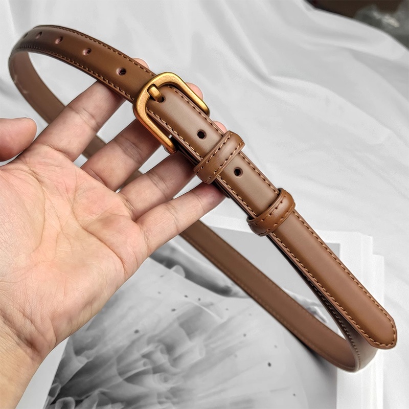 เข็มขัดผู้หญิง หนังแท้ หัวเข็มขัดทอง สไตล์วินเทจ2cm LK181