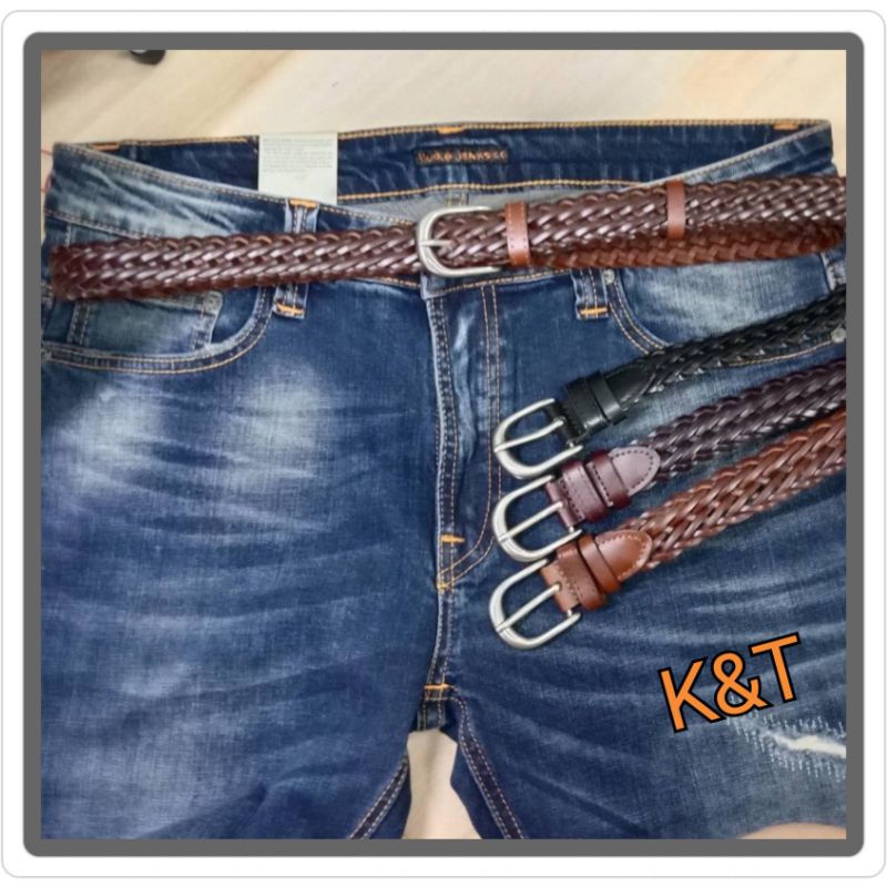 เข็มขัดหนังสานผู้ชาย​ เป็นหนังแท้​ ใส่ทน​ใส่ง่ายได้ตามขนาดเอว​ ความกว้าง​1นิ้ว