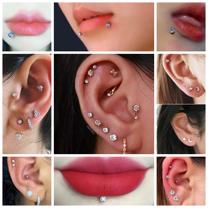 เครื่องประดับ จิวปาก ต่างหูเจาะริมฝีปาก สเตนเลส 6-10 มม.