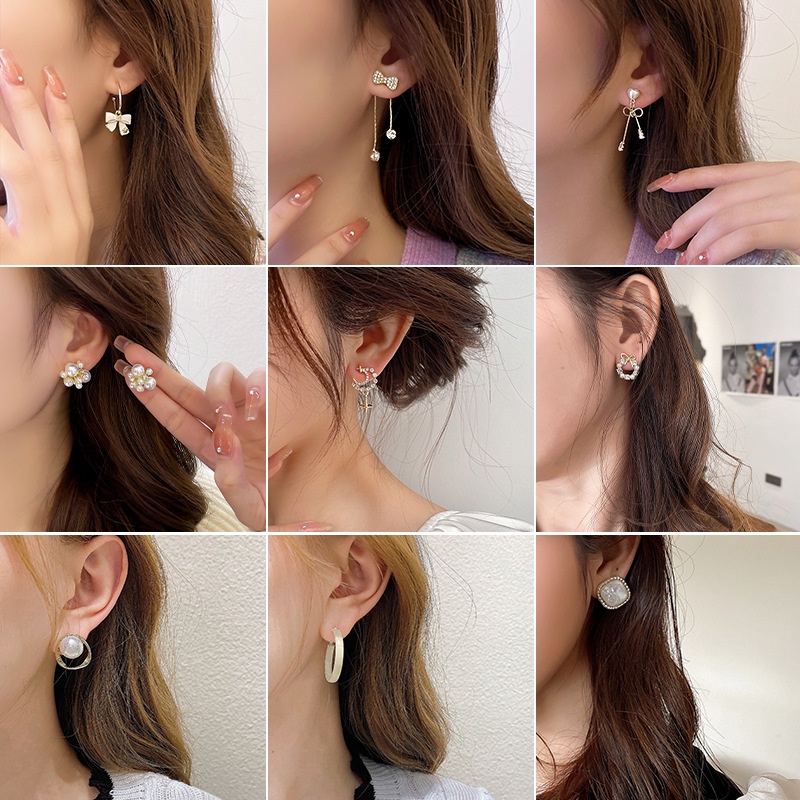 เครื่องประดับ ต่างหูน่ารัก สีทอง แฟชั่นสไตล์เกาหลี สําหรับผู้หญิง