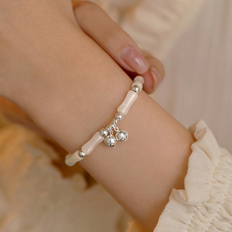 เครื่องประดับ สร้อยข้อมือ ประดับลูกปัดหยกเทียม แบบเรียบง่าย สไตล์จีน สําหรับผู้หญิง