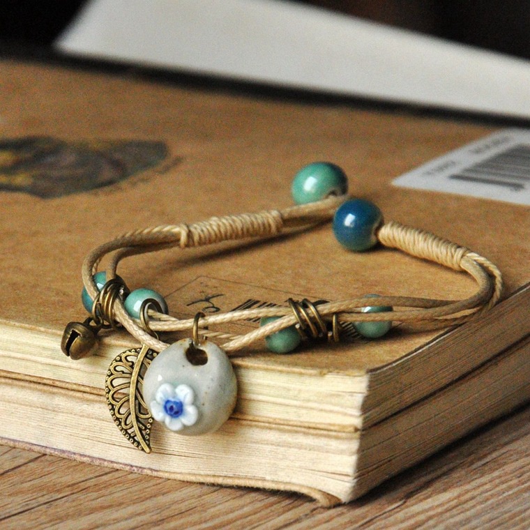 เครื่องประดับ สร้อยข้อมือ ประดับลูกปัดหินถัก ขนาดเล็ก ลายดอกไม้ สําหรับผู้หญิง