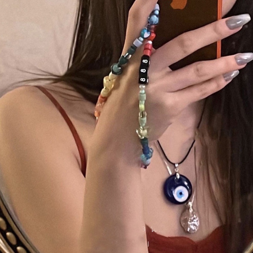 เครื่องประดับ สร้อยคอ สร้อยข้อมือเงิน จี้ตาปีศาจ สีฟ้า สไตล์วินเทจ สําหรับผู้หญิง