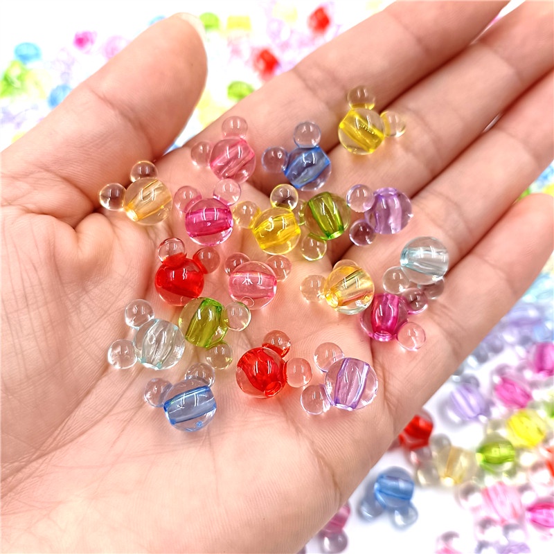 เครื่องประดับผม จี้ลูกปัดอะคริลิคใส ลายการ์ตูนมิกกี้เมาส์ มี 20 ชิ้น