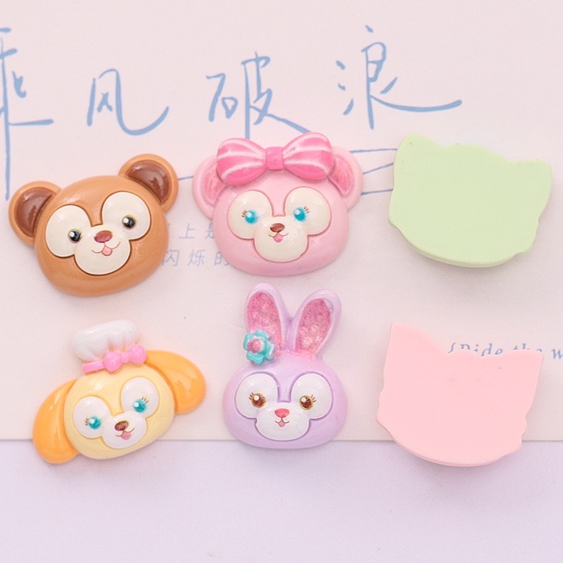 เครื่องประดับเรซิ่น ลายการ์ตูนดิสนีย์ หัวสัตว์น่ารัก สําหรับตกแต่งสมุดภาพ งานฝีมือ DIY
