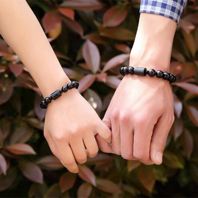 เครื่องประดับโยคะผู้ชายผู้หญิงสร้อยข้อมือลูกปัดสีดํารูปมังกรสีดํา