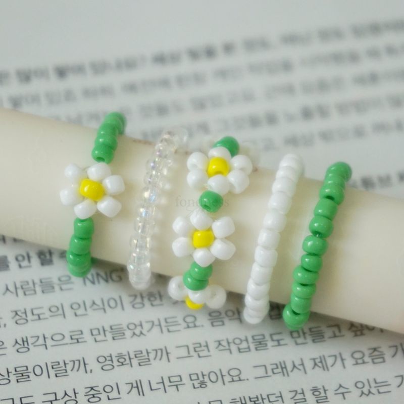 เซตแหวน 5 วง เดซี่ Daisy ธีมสีเขียวสุดน่ารัก สไตล์เกาหลี [Fondness store]