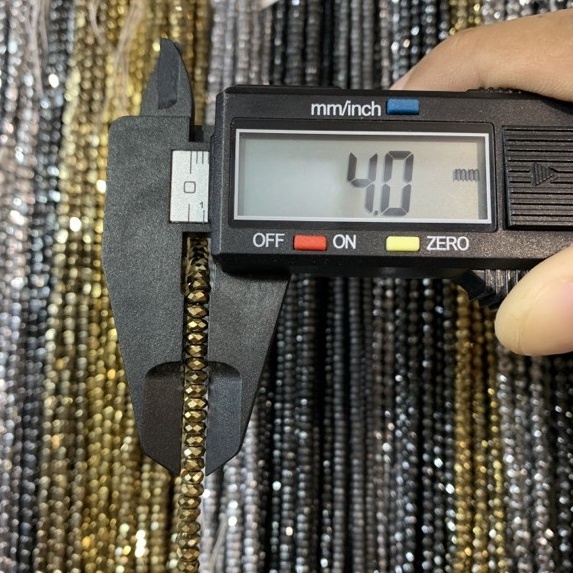 เฮมาไทต์ Hematite ไพไรต์ Pyrite ทรงล้อรถ เจีย 4 มิล เส้นยาว
