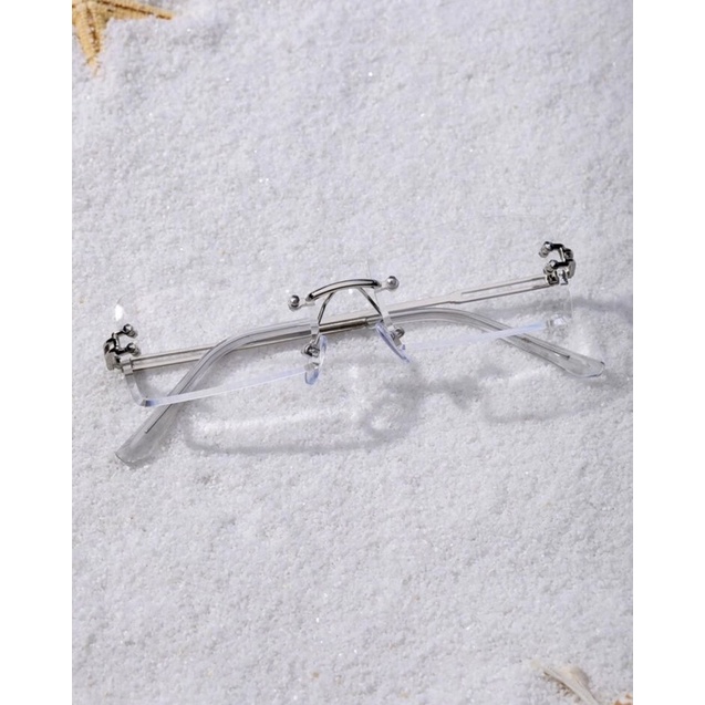 เเว่นตา เเว่นเเฟชั่นเลนส์ใสไร้กรอบทรงเหลี่ยม เเว่นไร้ขอบglasses[การันตีคุณภาพสินค้า]