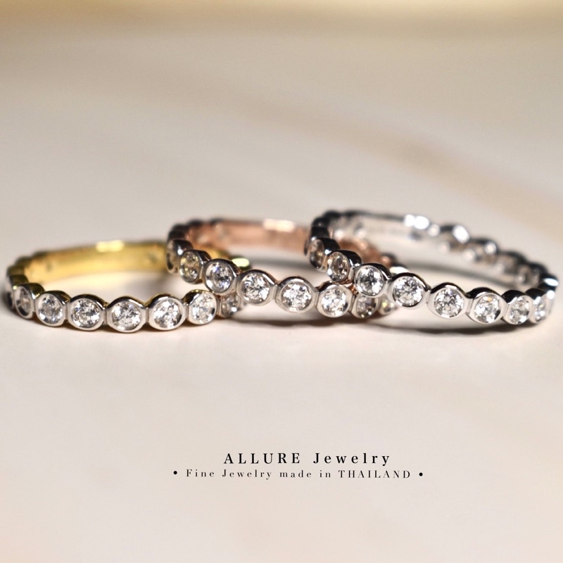 [แถมฟรีกล่องจิวเวอร์รี่] แหวนเพชรเงินแท้ชุบเคลือบทองคำขาว ✨ [ Darin ] Allure Jewelry