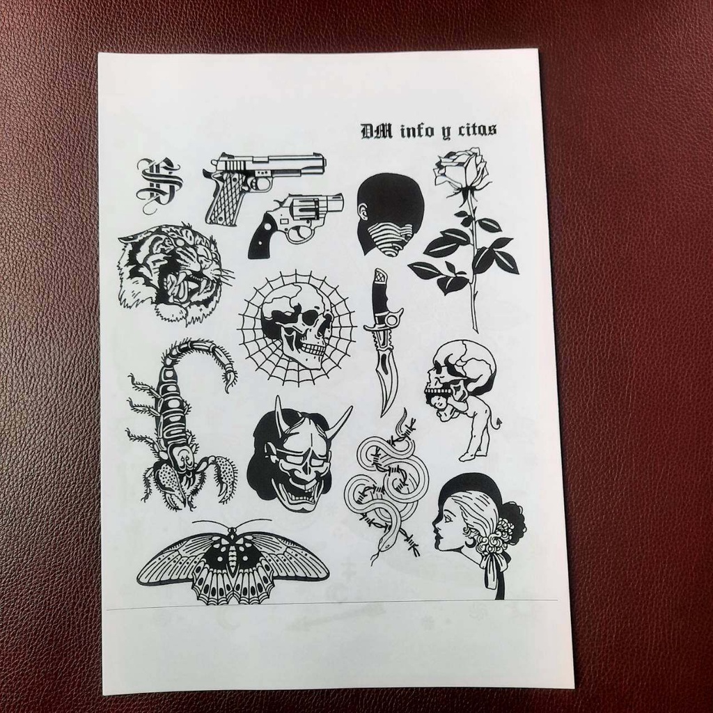แบบสักลาย แบบลายสักชุดที่ 1 เเทดทูรอยสัก 1 ชุดมี 10 แผ่น (ไม่ใช่สติ๊กเกอร์)