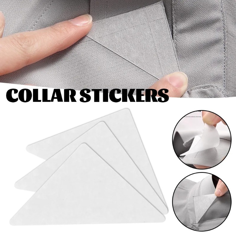 แผ่นสติกเกอร์ PVC ใส ทรงสามเหลี่ยม กันม้วน มีกาวในตัว สําหรับติดปกเสื้อเชิ้ต 10 20 30 ชิ้น