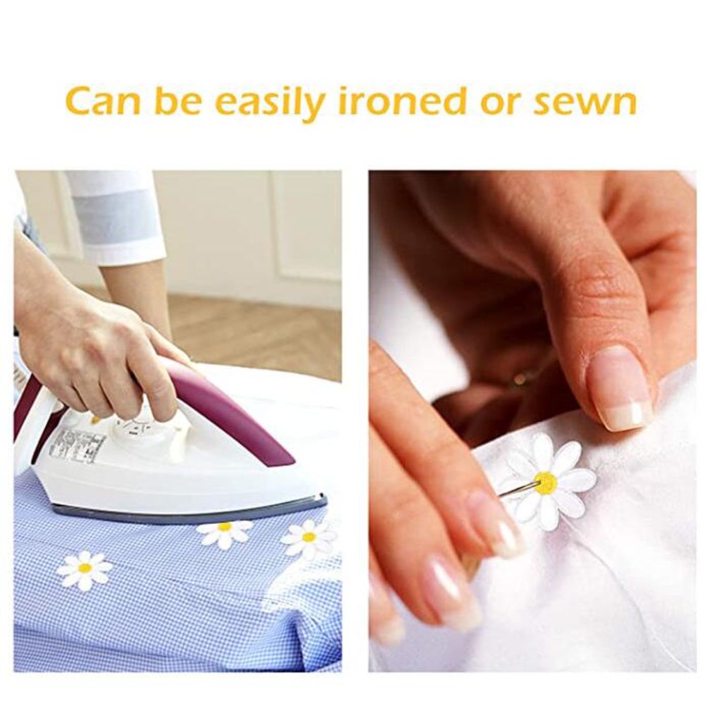 แผ่นแพทช์ ปักลายดอกไม้ สีขาว DIY สําหรับตกแต่งเสื้อผ้า 10 ชิ้น
