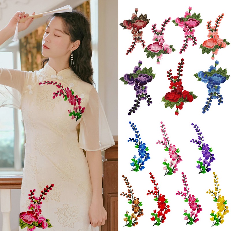 แผ่นแพทช์สติกเกอร์ ปักลายดอกกุหลาบ DIY สําหรับติดตกแต่งเสื้อผ้า งานฝีมือ 1 ชิ้น