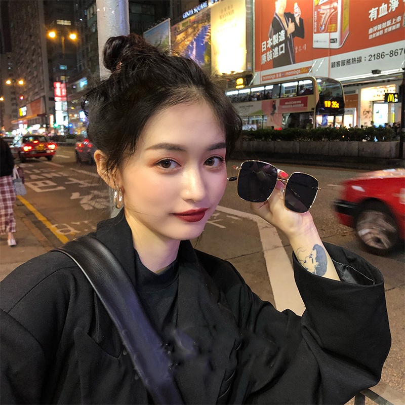 แว่นตากันแดด ทรงสี่เหลี่ยม แฟชั่นเกาหลี สําหรับผู้หญิง