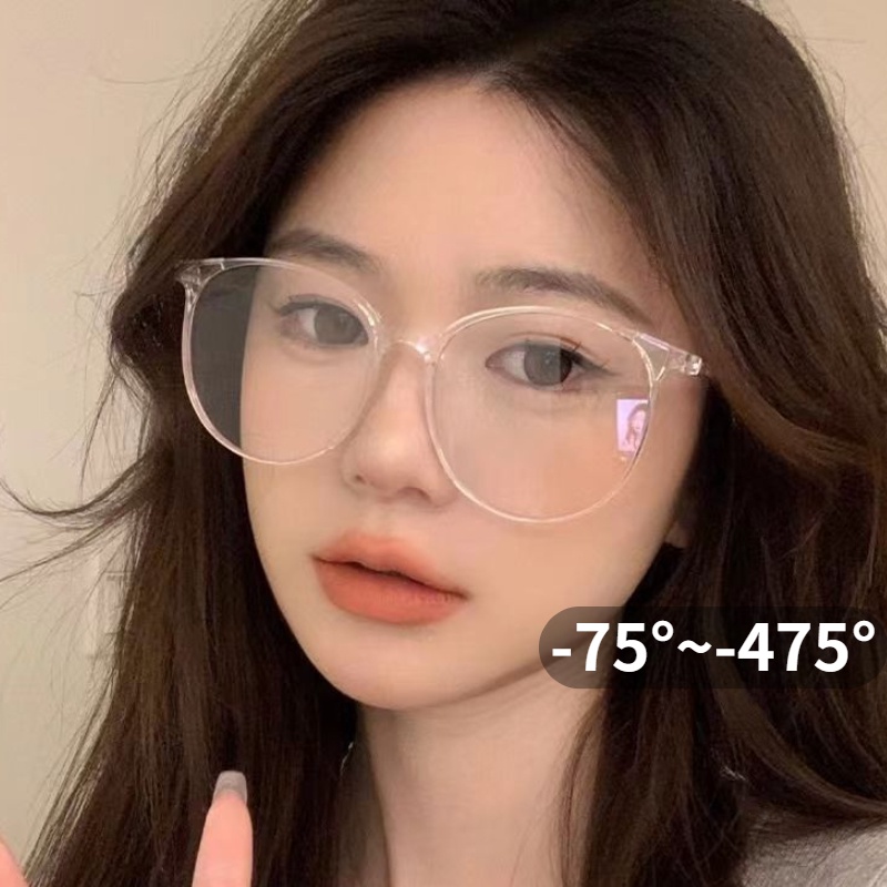 แว่นตาสายตาสั้น แว่นตากรองแสงสีฟ้า -75°~-475° ป้องกันรังสียูวี สำหรับผู้หญิง TX-085