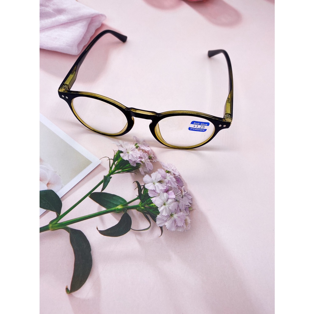 แว่นสายตายาวกรองแสงสีฟ้า ขาสปริง ทรงหยดน้ำ  +250 ถึง+400 คุณภาพดี และเบา A215