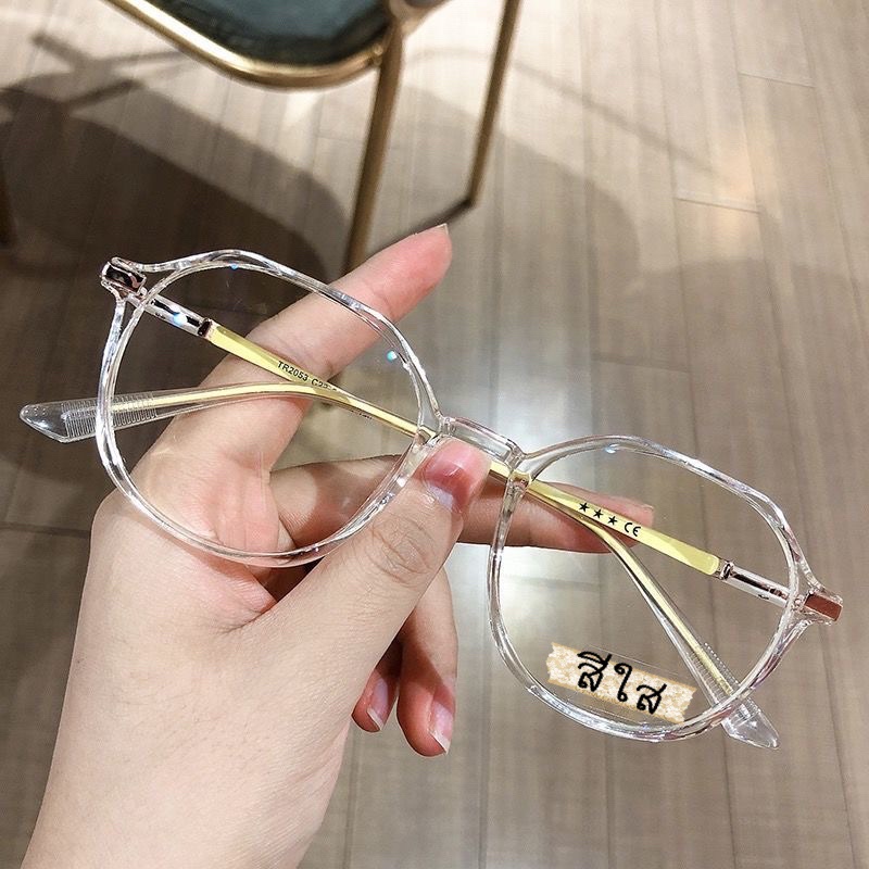 แว่นสายตาสั้นกรองแสงคอมและมือถือ 50ถึง-600 เลนส์ (  MULTICOAT ) ทรงขอบหยัก กรอบพร้อมเลนส์