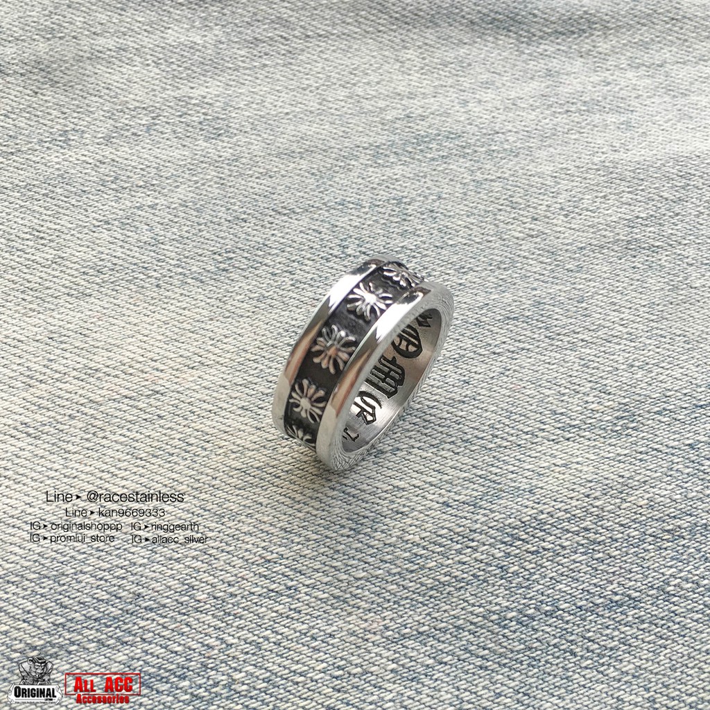 แหวน Chrome Heart Crossจิ๋ว สแตนเลสแท้ stainless 316l ring แหวนแฟชั่น แหวนผู้ชาย แหวนสแตนเลส originallution