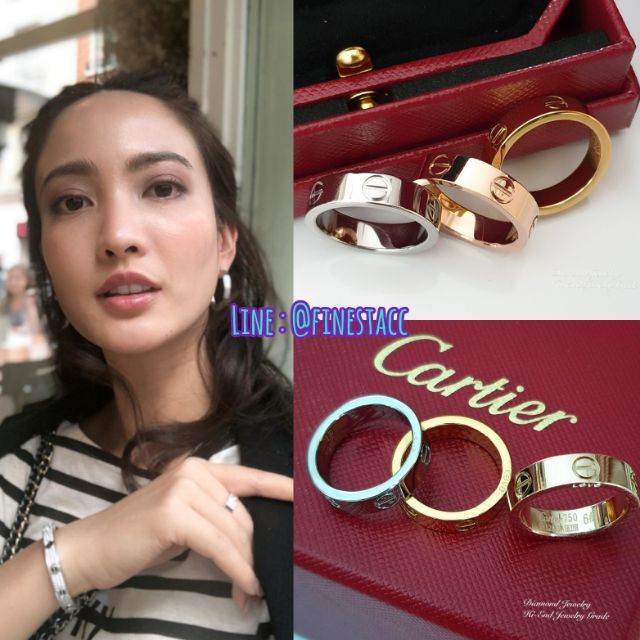 แหวน Love แบรนด์ หน้าโลโก้ล้วน งานสแตนเลสแท้ CT  รุ่นไม่มีเพชร สีพิ้ง/ทอง/เงิน หน้า 6 มม