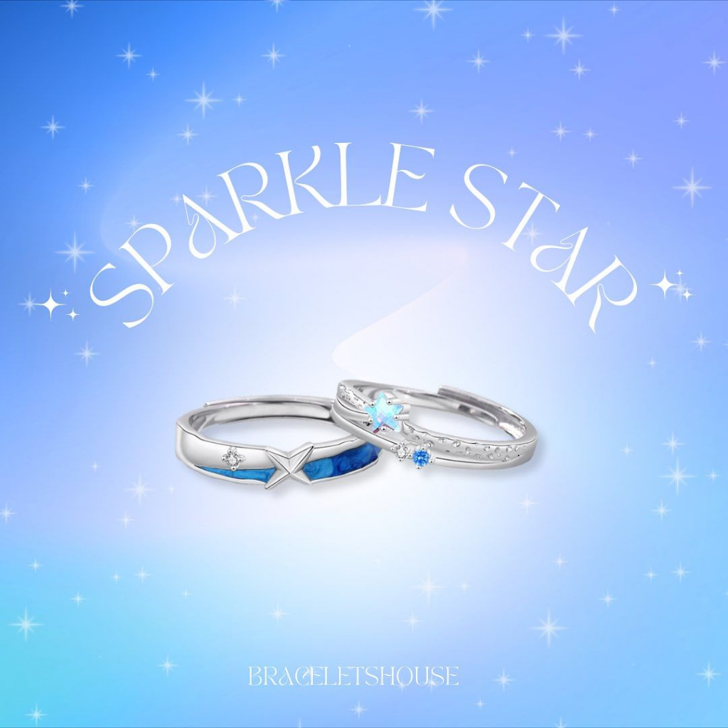 แหวนคู่เงินแท้ Sparkle Star  ส่งฟรี EMS !