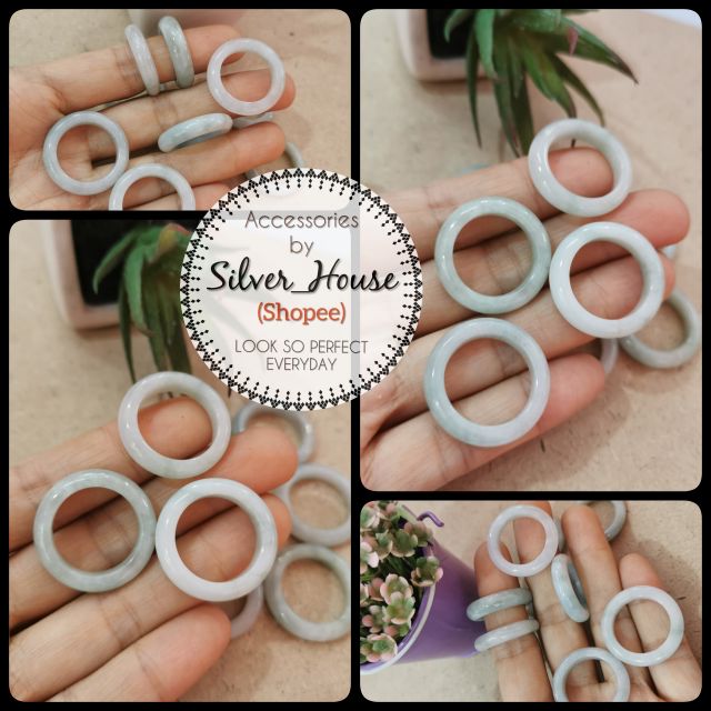 แหวนหยกแท้ หยกขาว-หยกเขียวอ่อน หน้ากว้าง 4-7mm.มีขนาด #45-#68
