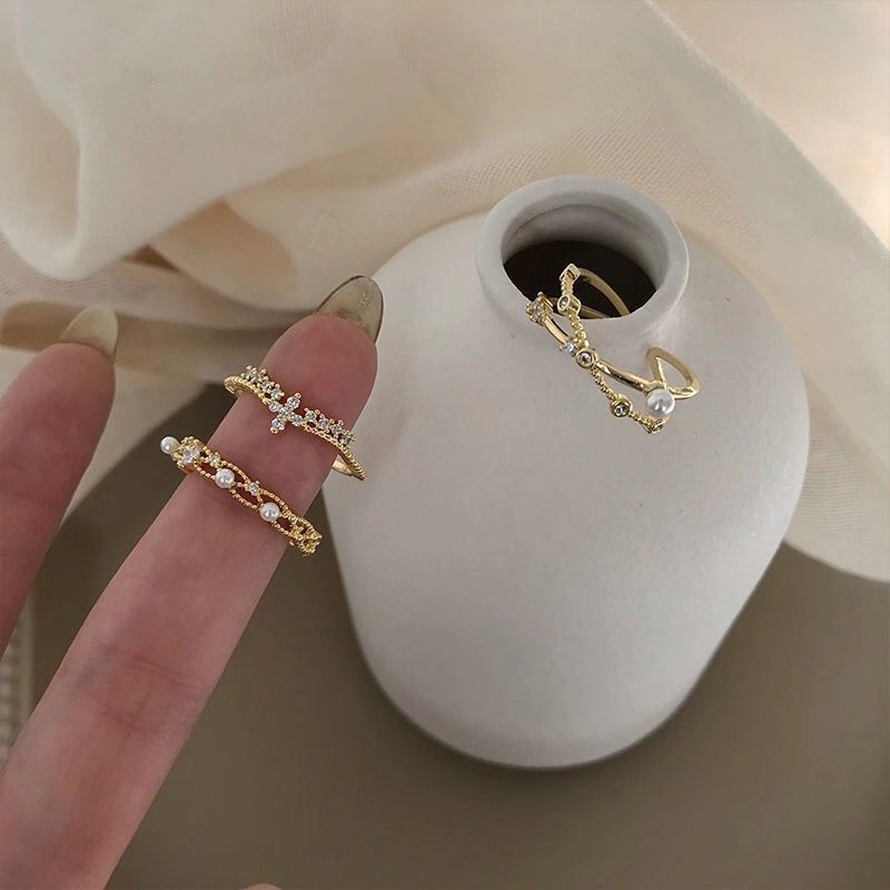แหวนเจ้าหญิง งานพรีเมี่ยมทองแดง ไม่ขึ้นสนิม ปรับขนาดได้ เครื่องประดับ R11