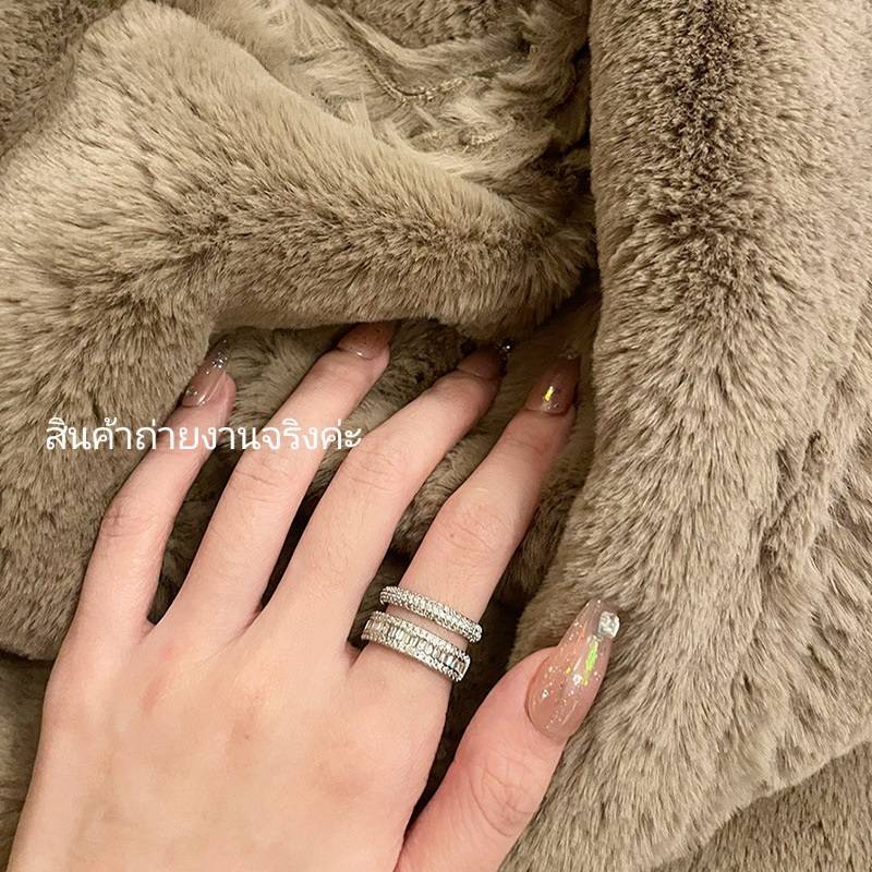 แหวนเพชร แถวคู่  White gold plated copper cubic zirconia