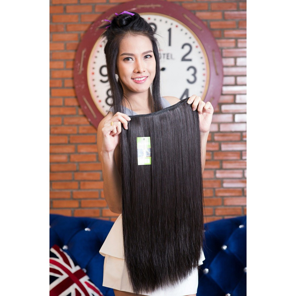 แฮร์พีช  hairpiece แฮร์พีชcalawigs รหัสT600กว้าง26cmยาว60cm ชิ้นหนาพิเศษไหมด้านเหมือนผมจริง แฮร์พีชตรงยาว