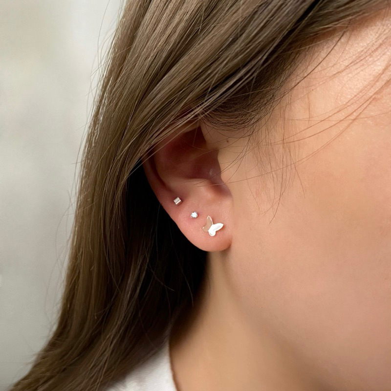 โค้ด 3F875 ลด 45.- Butterfly stud earrings / silver925 ต่างหูผีเสื้อ เงินแท้925 (ราคา/คู่) เหมาะกับคนแพ้ง่าย