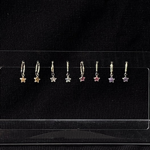 โค้ด 3F875 ลด 45.-  Star charm hoop //ต่างหูห่วงเงินแท้925ห้อยจี้ดาวcz เหมาะกับคนแพ้ง่าย