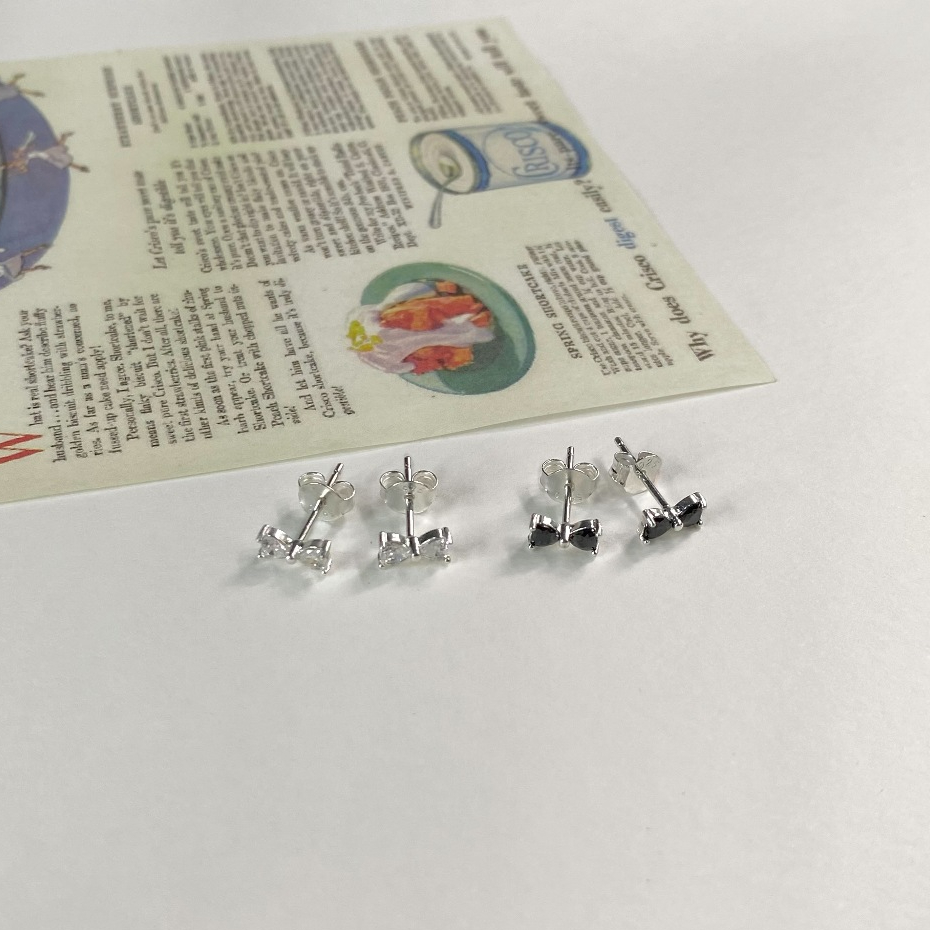 โค้ด 3F875 ลด 45.- // Tiny Bow stud earrings //silver925 ต่างหูโบว์czเงินแท้925 เหมาะกับคนแพ้ง่าย