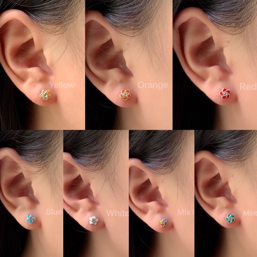 โค้ด 3F875 ลด 45.- // flower earrings / ต่างหูเงินแท้925 ต่างหูดอกไม้เงินแท้  / sterling silver สินค้าพร้อมส