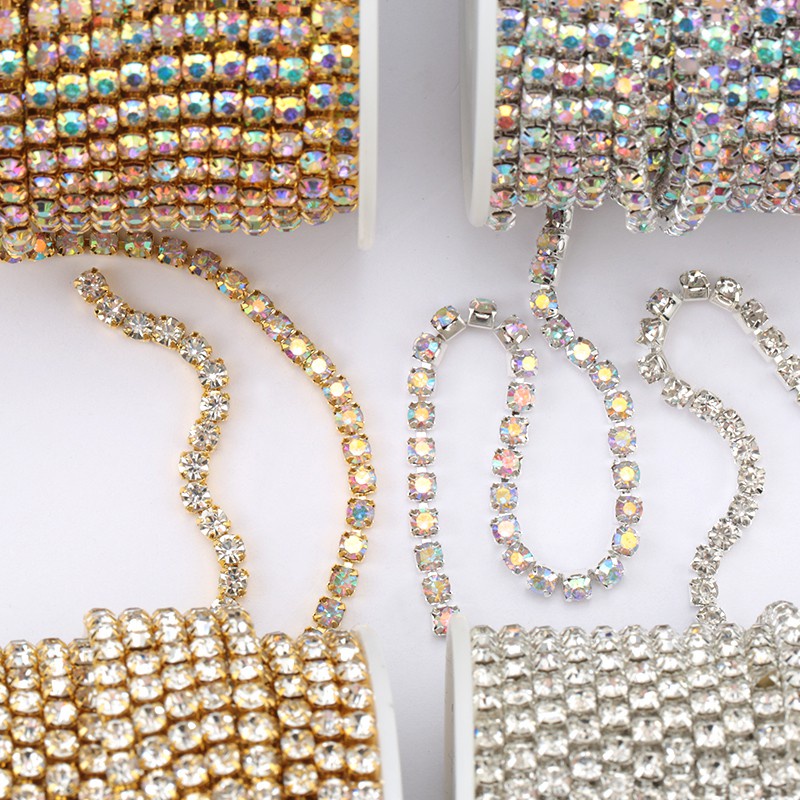 โซ่คริสตัล พลอยเทียม SS6-SS16 ยาว 9.2 เมตร สําหรับทําเครื่องประดับ งานฝีมือ DIY