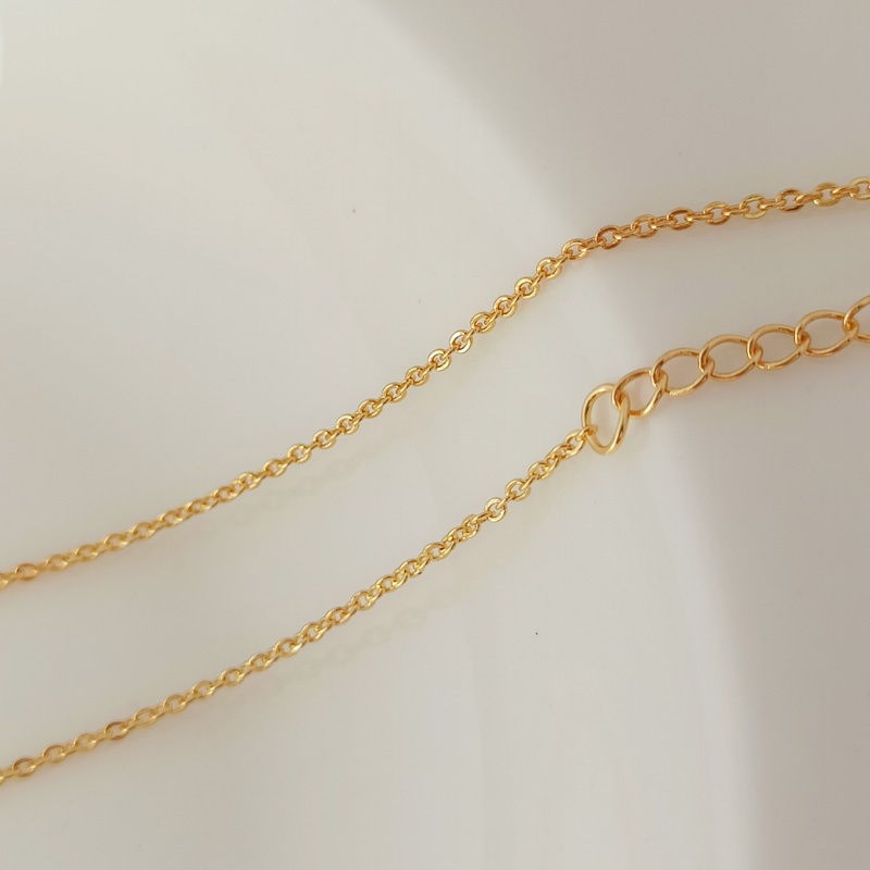 โซ่ต่อขยาย 14k สีทอง 1.5 มม. แบน 0 หนา 2.4 มม. ยาว 46 ซม.